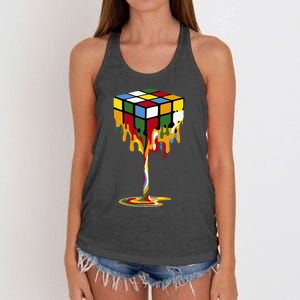 Melting Cube Funny Rubik Rubix Rubics Women's Knotted Racerback Tank