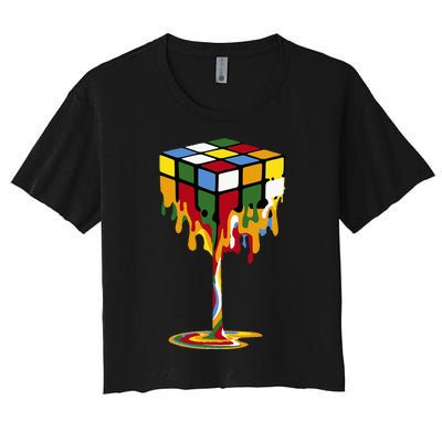 Melting Cube Funny Rubik Rubix Rubics Women's Crop Top Tee