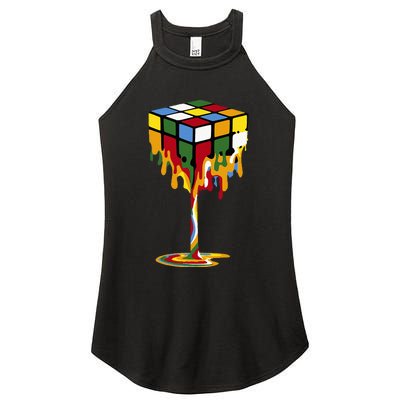 Melting Cube Funny Rubik Rubix Rubics Women's Perfect Tri Rocker Tank