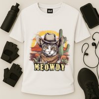 Meowdy Cat Funny Howdy Meme Wild West Cowboy Hat Cooling Performance Crew T-Shirt