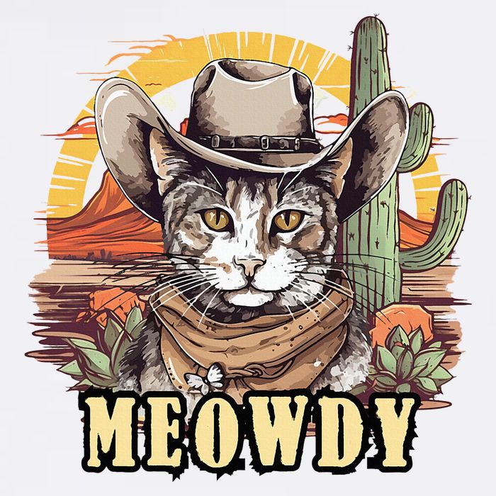 Meowdy Cat Funny Howdy Meme Wild West Cowboy Hat Cooling Performance Crew T-Shirt