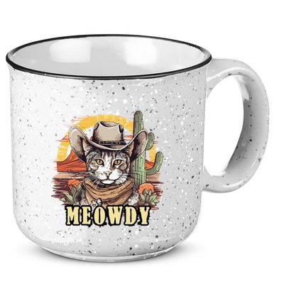 Meowdy Cat Funny Howdy Meme Wild West Cowboy Hat 15oz Campfire Ceramic Mug
