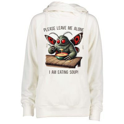 Mothman Cryptozoology Funny Cryptid Mothman Eating Soup Womens Funnel Neck Pullover Hood