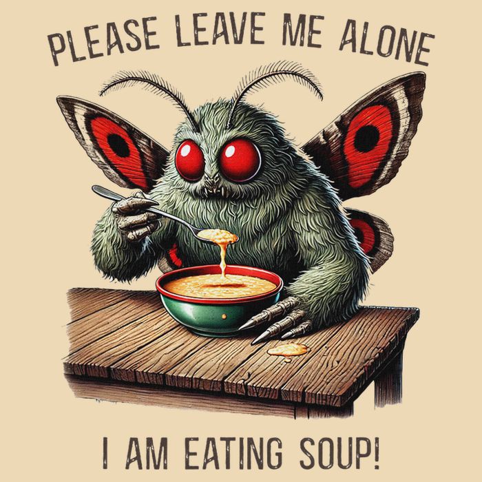Mothman Cryptozoology Funny Cryptid Mothman Eating Soup Bag