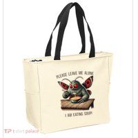 Mothman Cryptozoology Funny Cryptid Mothman Eating Soup Zip Tote Bag