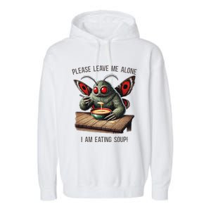 Mothman Cryptozoology Funny Cryptid Mothman Eating Soup Garment-Dyed Fleece Hoodie