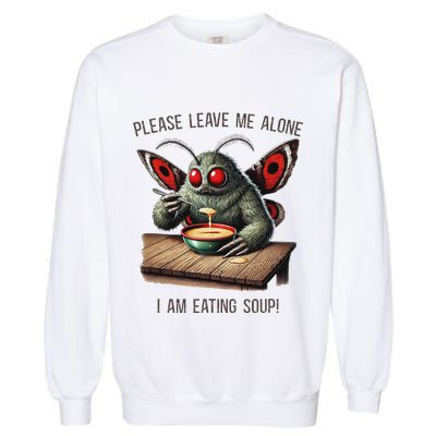 Mothman Cryptozoology Funny Cryptid Mothman Eating Soup Garment-Dyed Sweatshirt