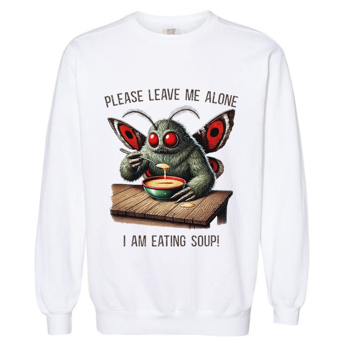 Mothman Cryptozoology Funny Cryptid Mothman Eating Soup Garment-Dyed Sweatshirt
