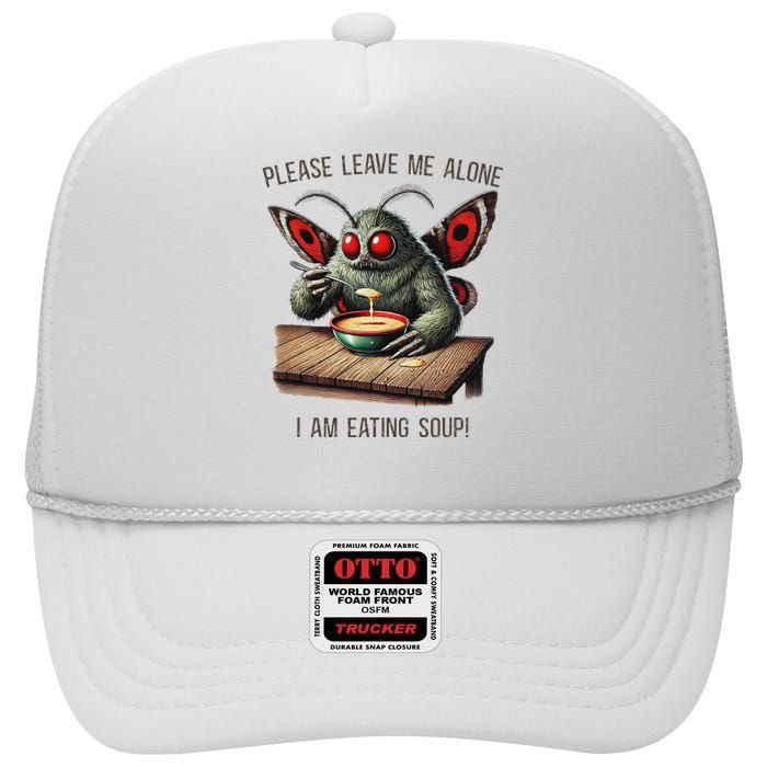 Mothman Cryptozoology Funny Cryptid Mothman Eating Soup High Crown Mesh Back Trucker Hat