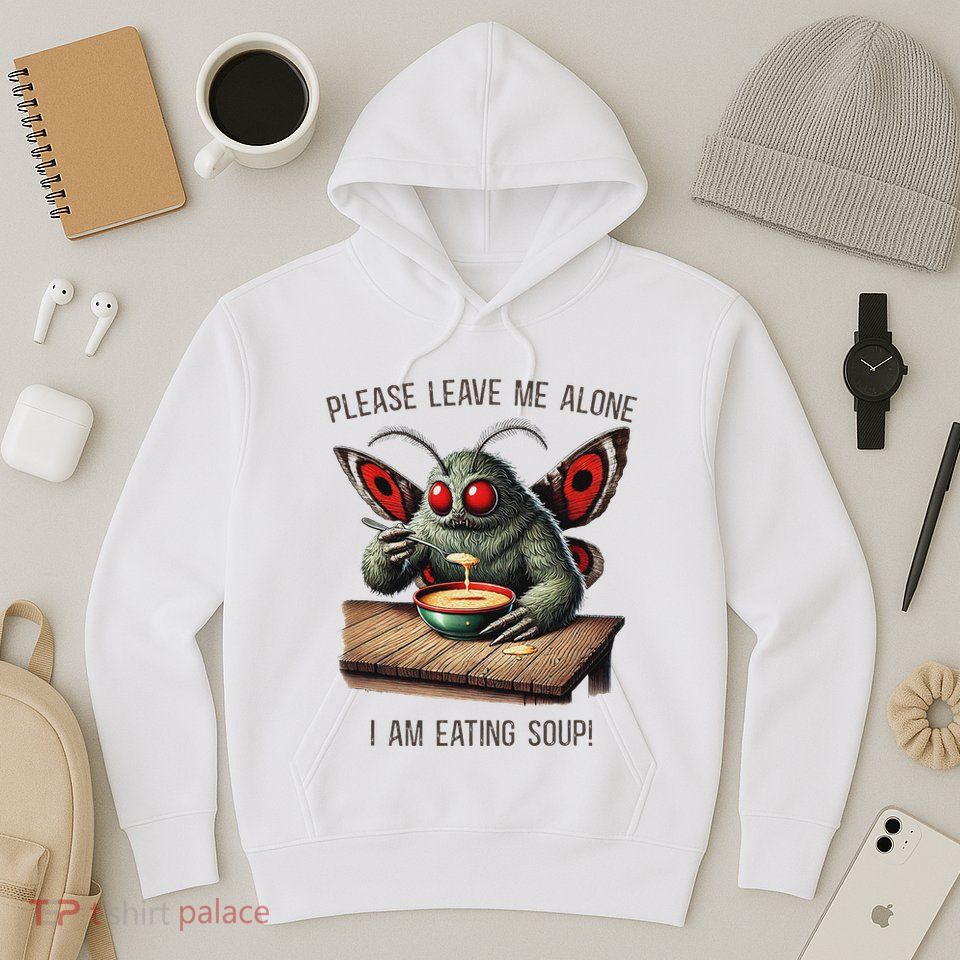 Mothman Cryptozoology Funny Cryptid Mothman Eating Soup Hoodie