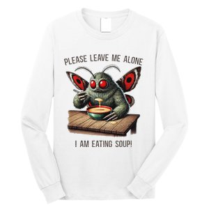 Mothman Cryptozoology Funny Cryptid Mothman Eating Soup Long Sleeve Shirt