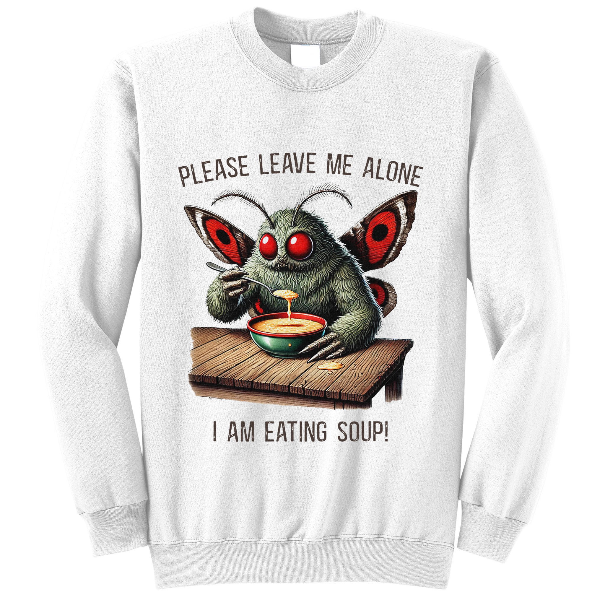 Mothman Cryptozoology Funny Cryptid Mothman Eating Soup Sweatshirt