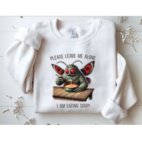 Mothman Cryptozoology Funny Cryptid Mothman Eating Soup Sweatshirt