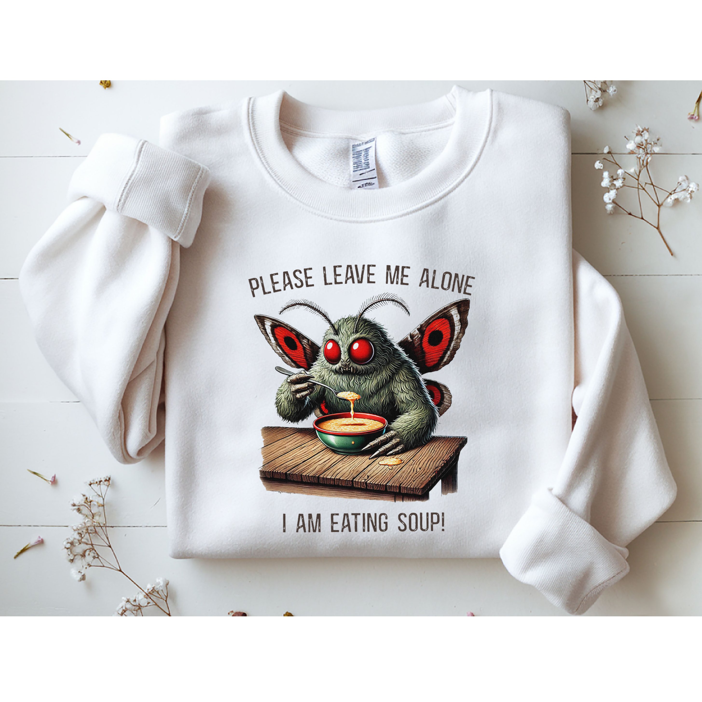 Mothman Cryptozoology Funny Cryptid Mothman Eating Soup Sweatshirt