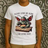 Mothman Cryptozoology Funny Cryptid Mothman Eating Soup T-Shirt