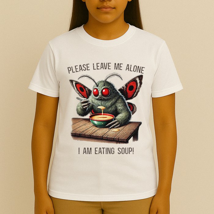 Mothman Cryptozoology Funny Cryptid Mothman Eating Soup T-Shirt
