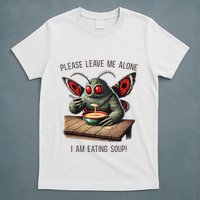 Mothman Cryptozoology Funny Cryptid Mothman Eating Soup T-Shirt