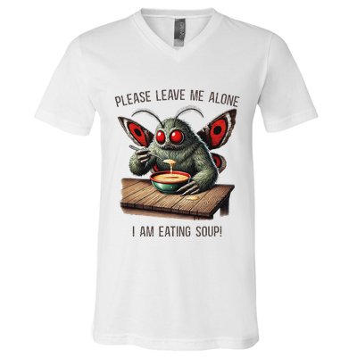 Mothman Cryptozoology Funny Cryptid Mothman Eating Soup V-Neck T-Shirt