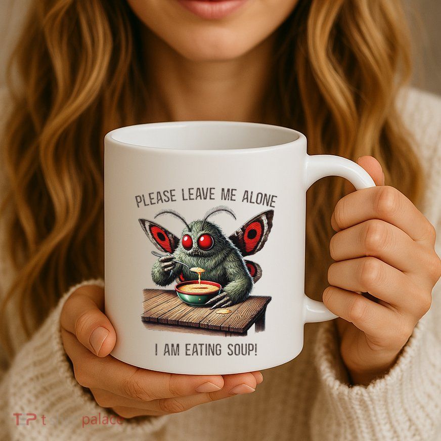 Mothman Cryptozoology Funny Cryptid Mothman Eating Soup Mug