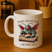 Mothman Cryptozoology Funny Cryptid Mothman Eating Soup Mug