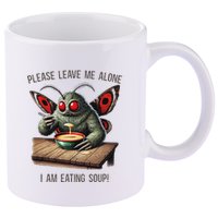 Mothman Cryptozoology Funny Cryptid Mothman Eating Soup 11oz C Handle Ceramic Mug