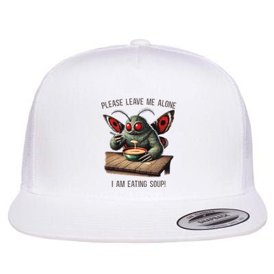 Mothman Cryptozoology Funny Cryptid Mothman Eating Soup Flat Bill Trucker Hat