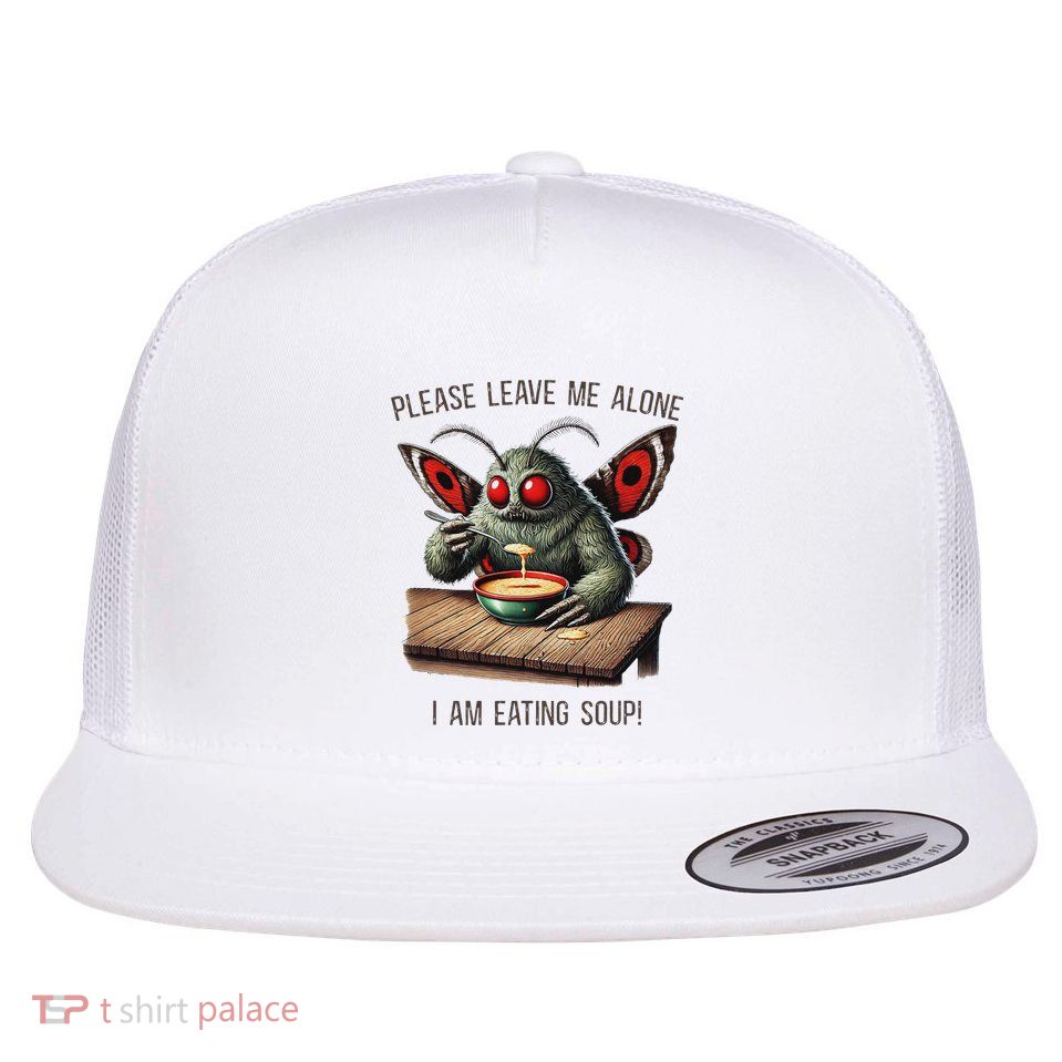 Mothman Cryptozoology Funny Cryptid Mothman Eating Soup Flatbill Hat