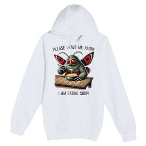 Mothman Cryptozoology Funny Cryptid Mothman Eating Soup Premium Pullover Hoodie