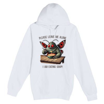 Mothman Cryptozoology Funny Cryptid Mothman Eating Soup Premium Pullover Hoodie