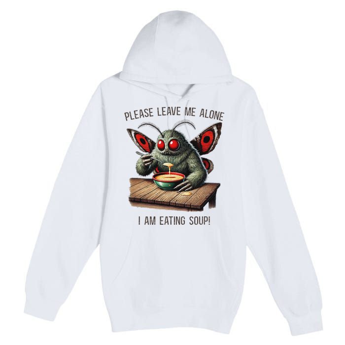 Mothman Cryptozoology Funny Cryptid Mothman Eating Soup Premium Pullover Hoodie