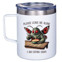 Mothman Cryptozoology Funny Cryptid Mothman Eating Soup 12oz Stainless Steel Coffee Mug