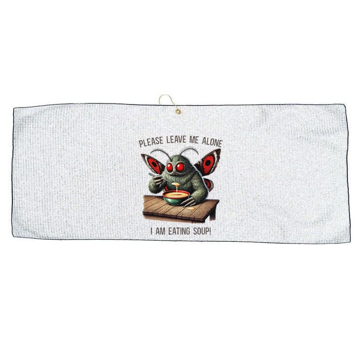 Mothman Cryptozoology Funny Cryptid Mothman Eating Soup Large Microfiber Waffle Golf Towel
