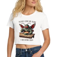 Mothman Cryptozoology Funny Cryptid Mothman Eating Soup Crop Top
