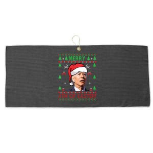 Merry Christmas Funny Joe Biden Happy 4th Of July Ugly Xmas Large Microfiber Waffle Golf Towel