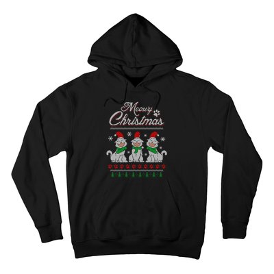 Meowy Catmas Funny Merry Christmas Kitten Cat Ugly Sweater Hoodie