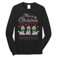 Meowy Catmas Funny Merry Christmas Kitten Cat Ugly Sweater Long Sleeve Shirt