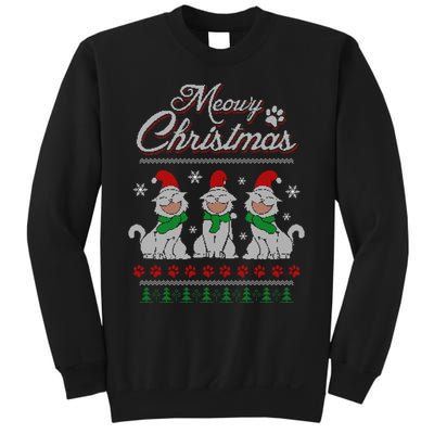 Meowy Catmas Funny Merry Christmas Kitten Cat Ugly Sweater Sweatshirt