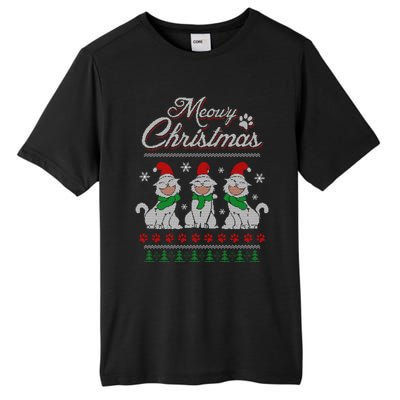 Meowy Catmas Funny Merry Christmas Kitten Cat Ugly Sweater Tall Fusion ChromaSoft Performance T-Shirt