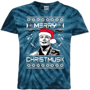 Merry Christmusk Funny Elon Meme Musk Ugly Christmas Sweater Graphic Kids Tie-Dye T-Shirt