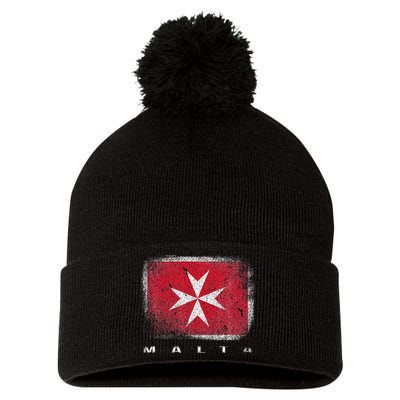 Maltese Cross Flag Malta Love Gift Souvenir Pom Pom 12in Knit Beanie