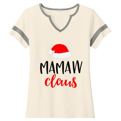 Mamaw Claus Funny Gift Funny Christmas Pajamas Pjs Grandma Gift Ladies Halftime Notch Neck Tee