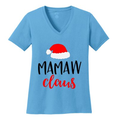 Mamaw Claus Funny Gift Funny Christmas Pajamas Pjs Grandma Gift Women's V-Neck T-Shirt