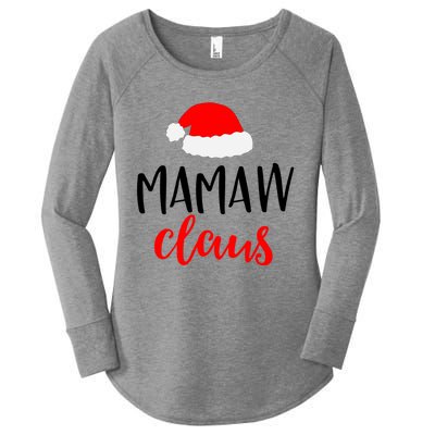 Mamaw Claus Funny Gift Funny Christmas Pajamas Pjs Grandma Gift Women's Perfect Tri Tunic Long Sleeve Shirt