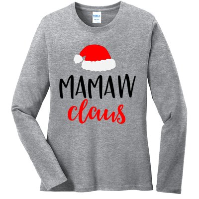 Mamaw Claus Funny Gift Funny Christmas Pajamas Pjs Grandma Gift Ladies Long Sleeve Shirt