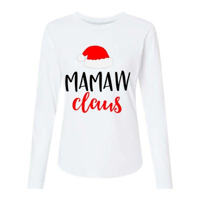 Mamaw Claus Funny Gift Funny Christmas Pajamas Pjs Grandma Gift Womens Cotton Relaxed Long Sleeve T-Shirt