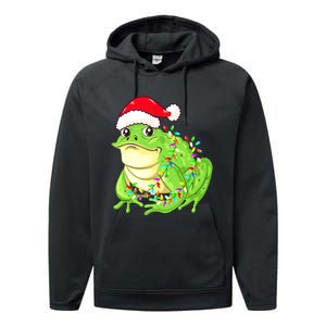 Merry Christmas Frog Santa Hat Lights Xmas Performance Fleece Hoodie