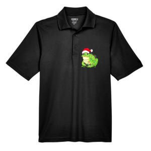 Merry Christmas Frog Santa Hat Lights Xmas Men's Origin Performance Pique Polo