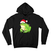 Merry Christmas Frog Santa Hat Lights Xmas Hoodie