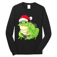 Merry Christmas Frog Santa Hat Lights Xmas Long Sleeve Shirt