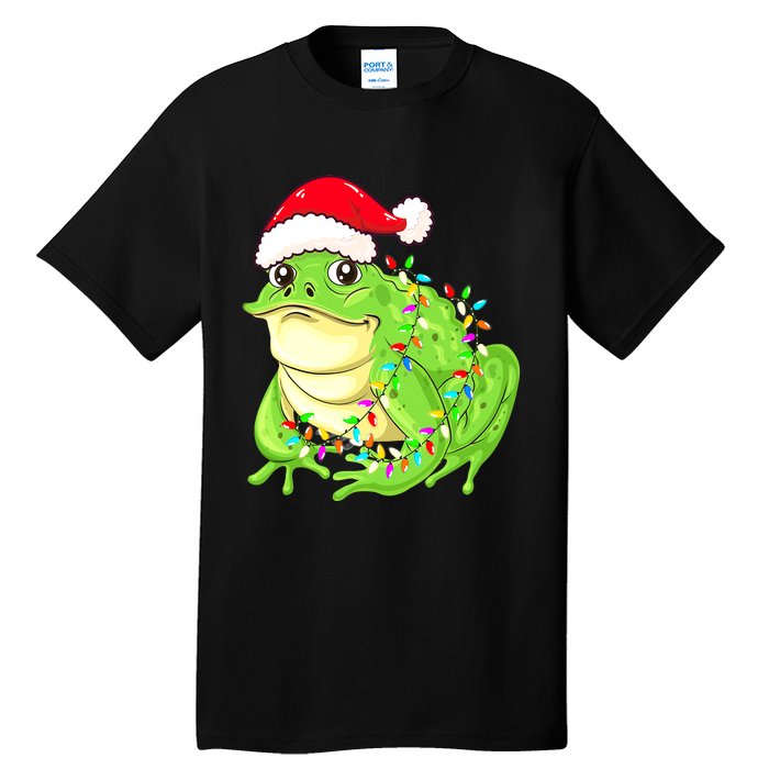 Merry Christmas Frog Santa Hat Lights Xmas Tall T-Shirt